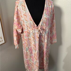 Pine Cone Hill Pink and Cream Paisley dress M/L